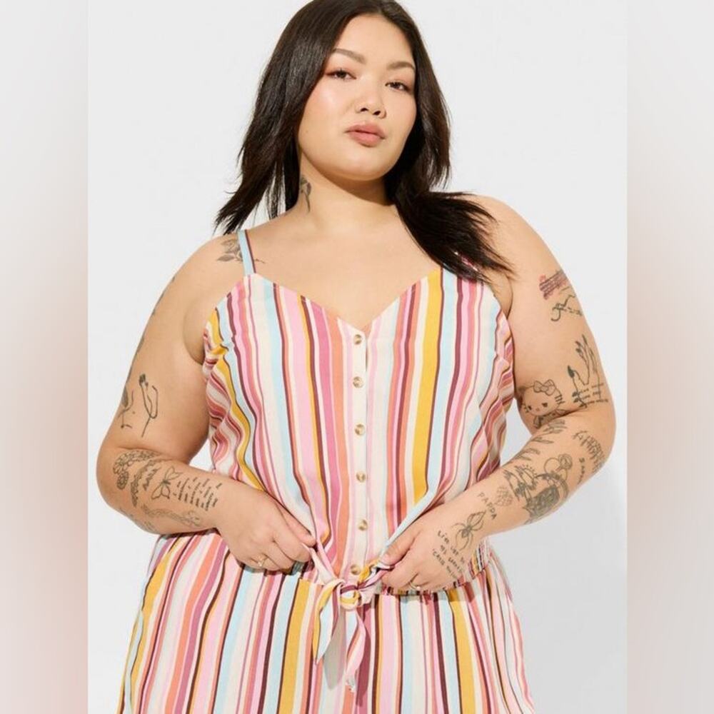 Torrid Challis Button Down Tie Front Crop‎ 1X